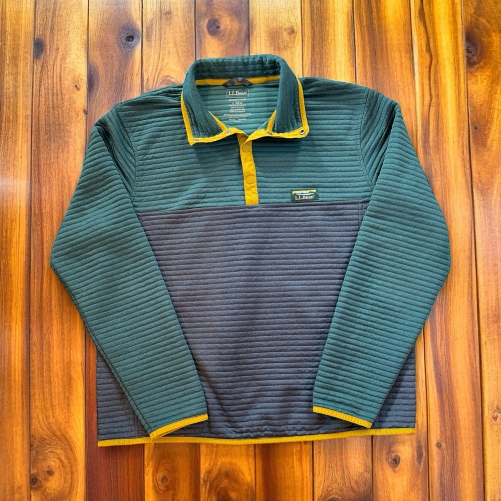 L.L. Bean Teal and Yellow Lightweight Shirt Jacket